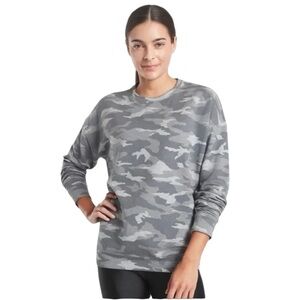 Athleta Balance Grey Camouflage Activewear Pullover Sweatshirt Size XS